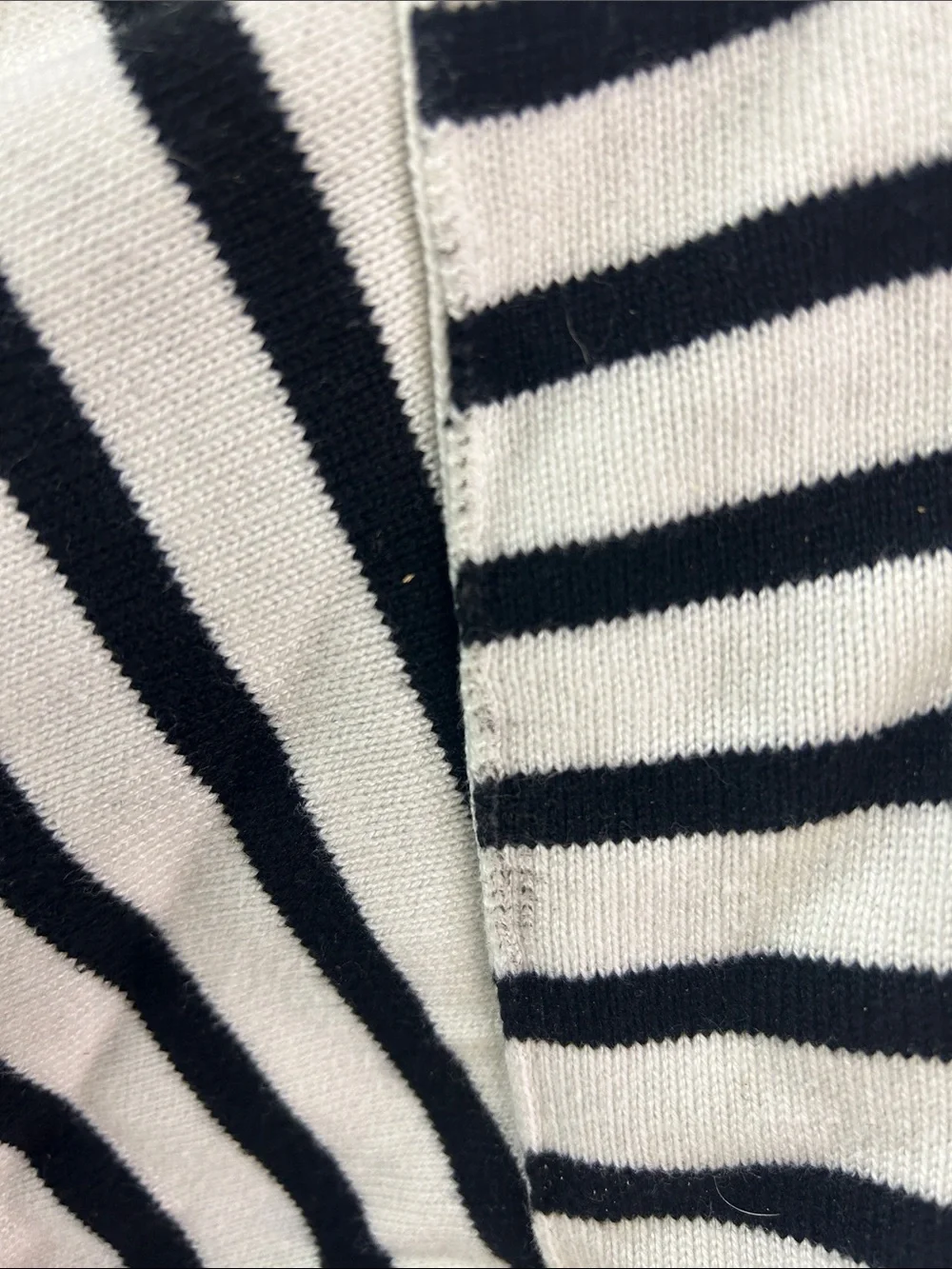J. Crew White and Black Striped Crewneck Sweater | S